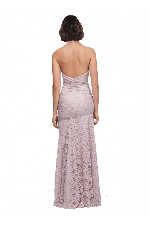 Floor Length Long Mermaid Lace Prom Dress with Low Back