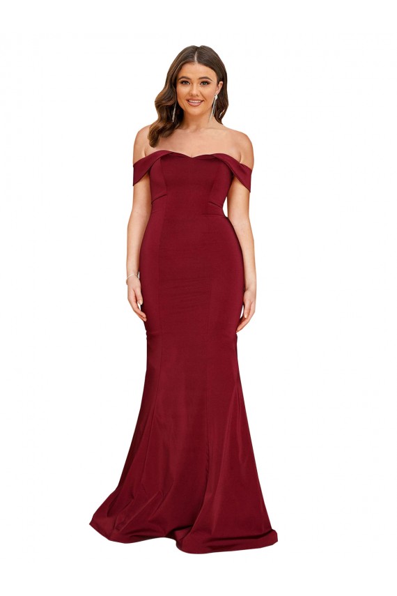Off Shoulder Sleeves Sweetheart Neckline Long Spandex Prom Dress