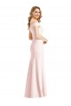 Off the Shoulder Notch Trumpet Crepe Prom Dress with Front Slit