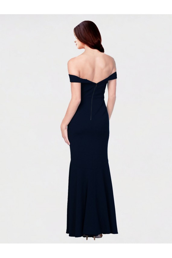 Mermaid Off the Shoulder Long Crepe Prom Dress with Low Back