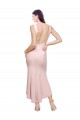 High Neck Low V-Back Midi Length Crepe Cocktail Dress / Prom Dress
