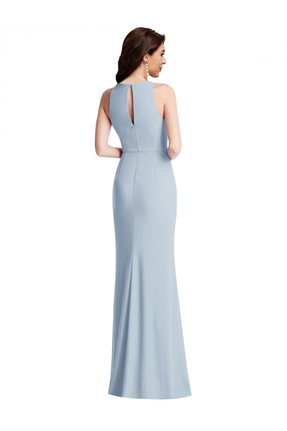Halter Maxi Prom Dress with Cascade Ruffle Slit
