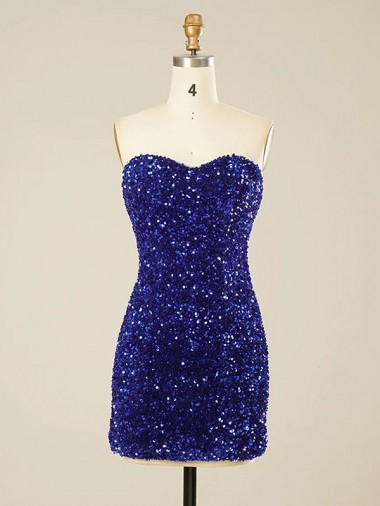 Cheap Short Sweetheart Velvet Sequin Prom Dress Canada